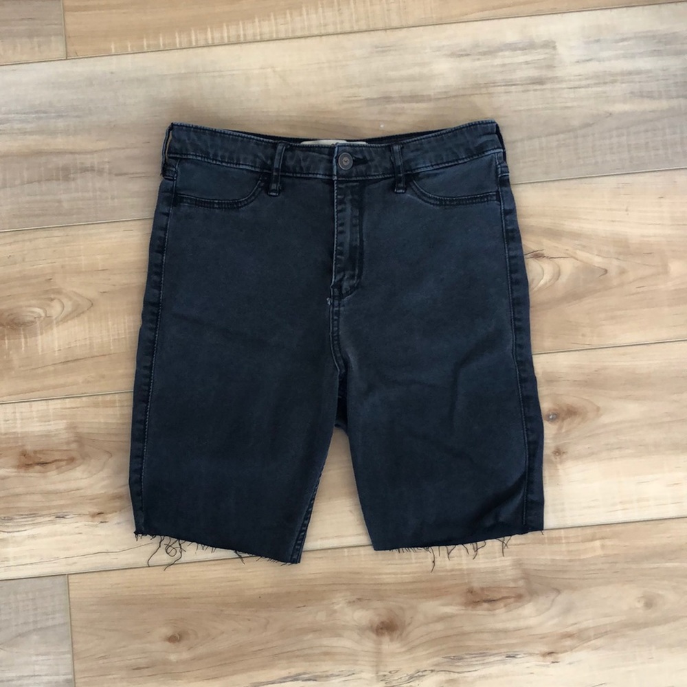 High Rise Black Bermuda Jean Shorts